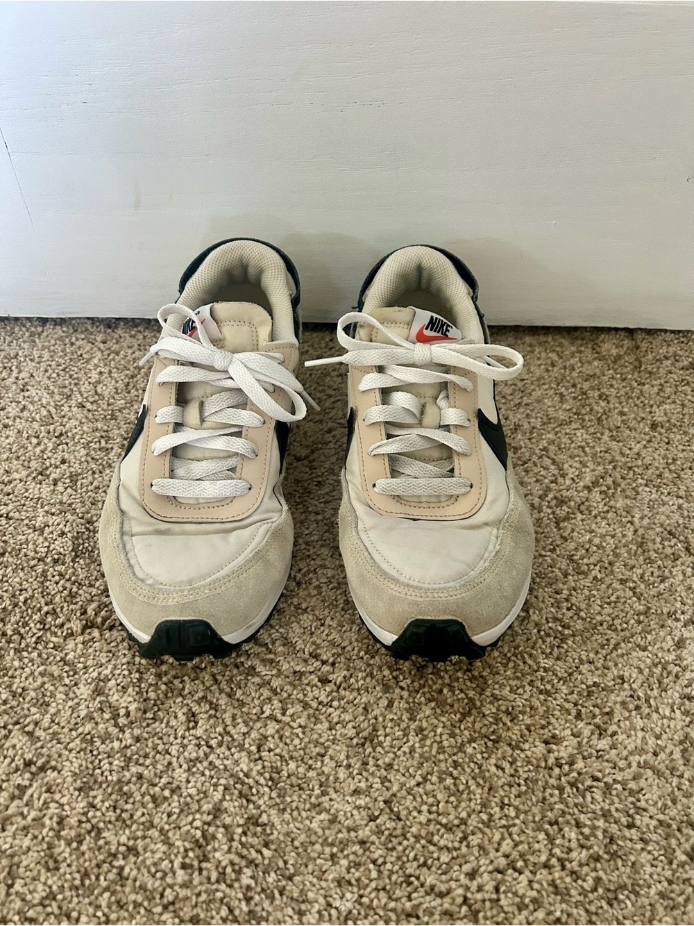 Nike Beige and Black Low-Top Sneakers